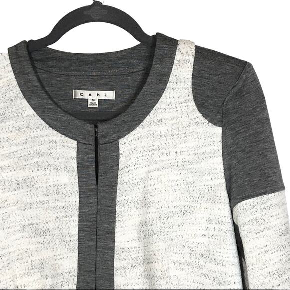 CABI gray & white blocked crop jacket blazer size medium Style 211 - Picture 3 of 8